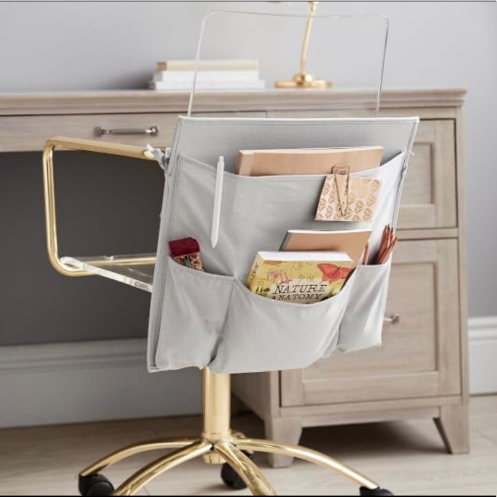 Pottery Barn Teen Chair Storage Pockets. Light gray.  Brand New.  Never Used.